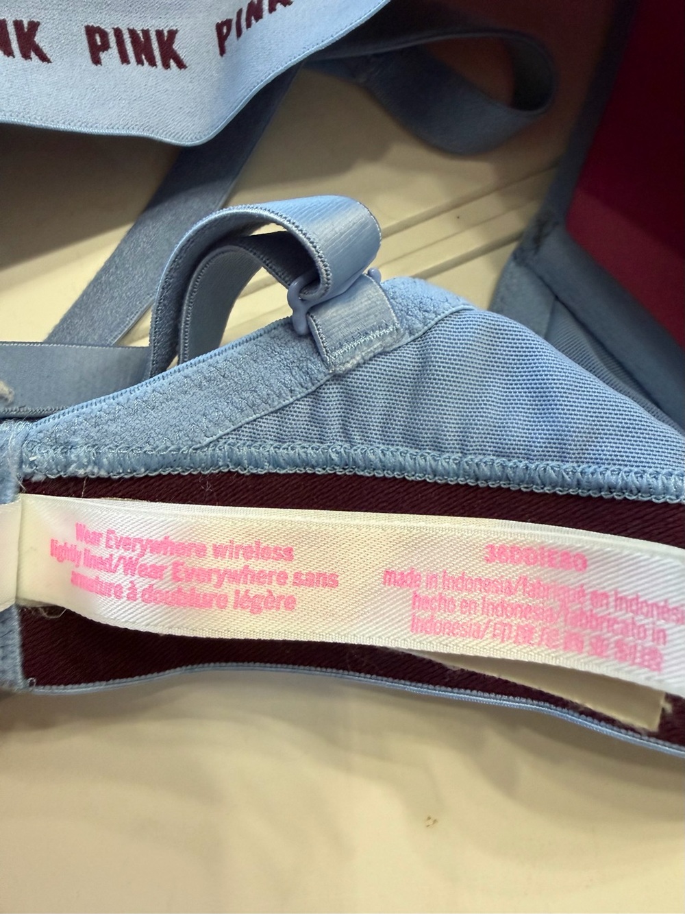 Victorias Secret PINK Sz 36DD Blue Wear Everywhere Wireless Lightly Lined Bra - Picture 5 of 5